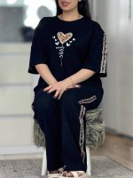 ست تیشرت و شلوار زنانه مدل آمون جنس اسپان گلکسی - تصویر 2