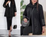 مانتو مجلسی زنانه مدل غوغا | جنس مازراتی درجه یک | رنگ مشکی تک | فری سایز 36 تا 46