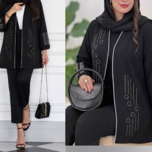 مانتو مجلسی زنانه مدل غوغا | جنس مازراتی درجه یک | رنگ مشکی تک | فری سایز 36 تا 46